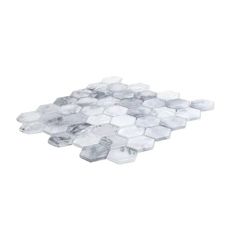 White 12x12 Matte Hexagon Glass Mosaic Tile (10 pack, 9.6 sq ft/case) by Apollo Tile
