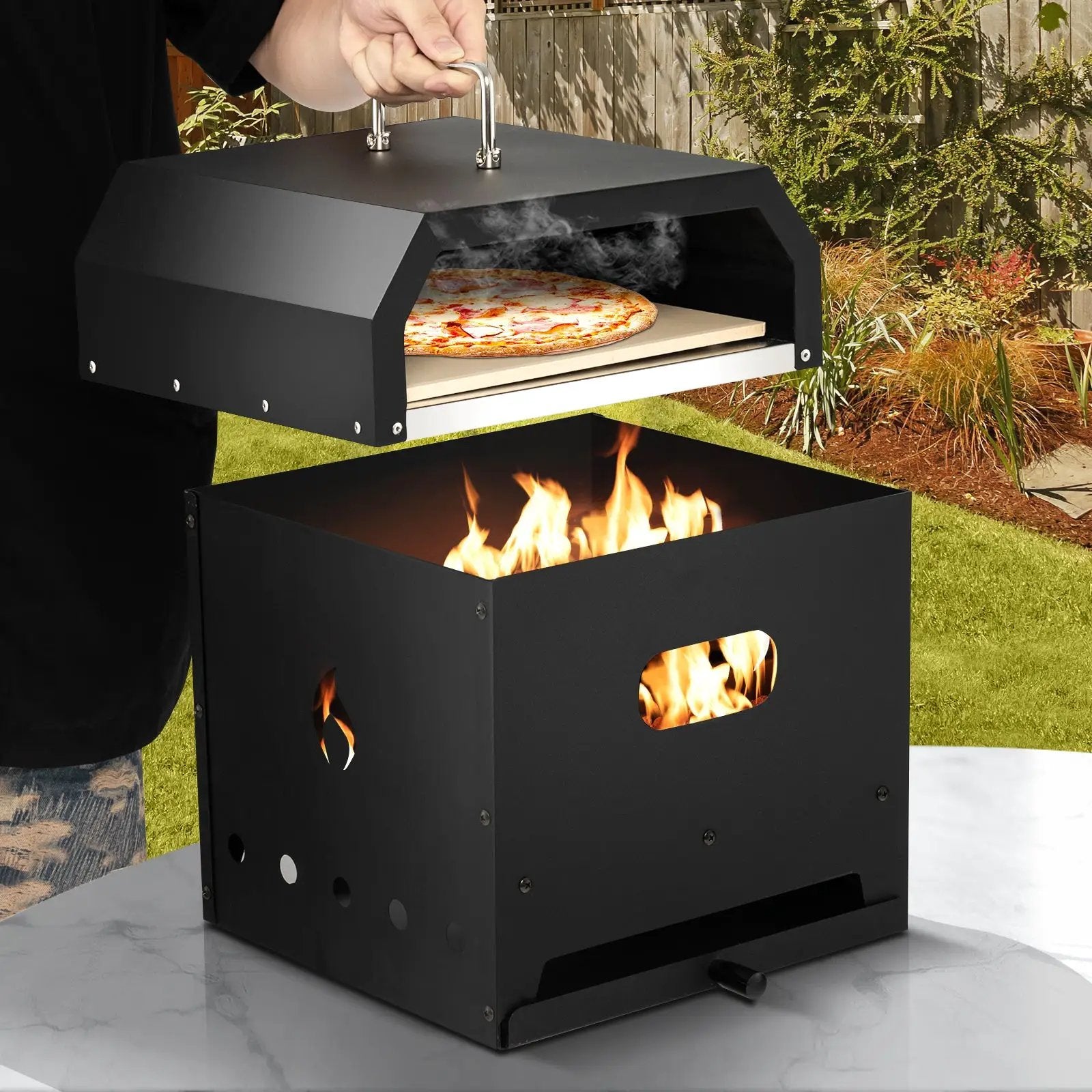 4-in-1 Outdoor Portable Pizza Oven with 12 Inch Pizza Stone by DirectDeals