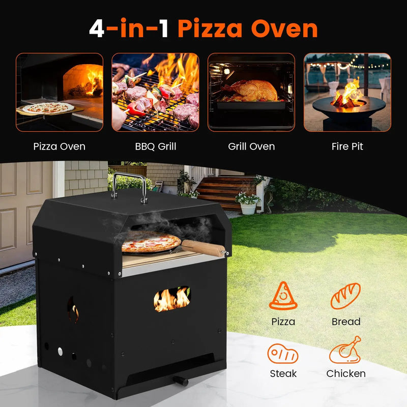 4-in-1 Outdoor Portable Pizza Oven with 12 Inch Pizza Stone by DirectDeals