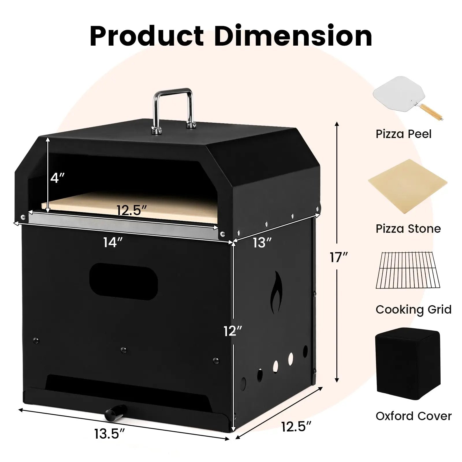 4-in-1 Outdoor Portable Pizza Oven with 12 Inch Pizza Stone by DirectDeals