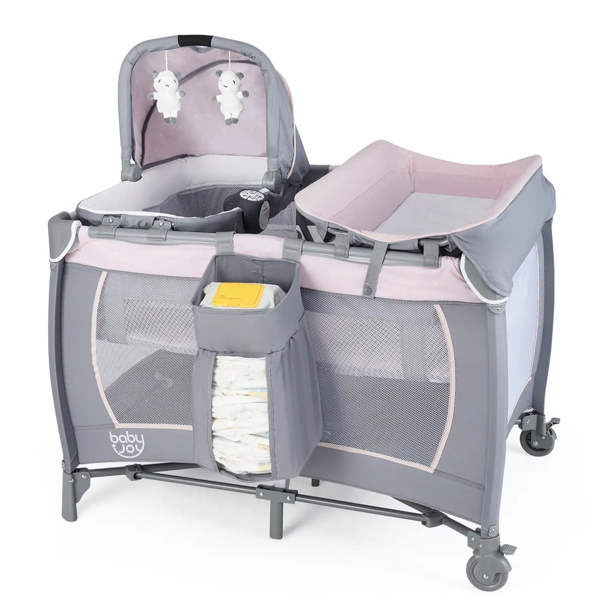4-in-1 Convertible Portable Baby Playard Newborn Napper with Music and Toys by DirectDeals