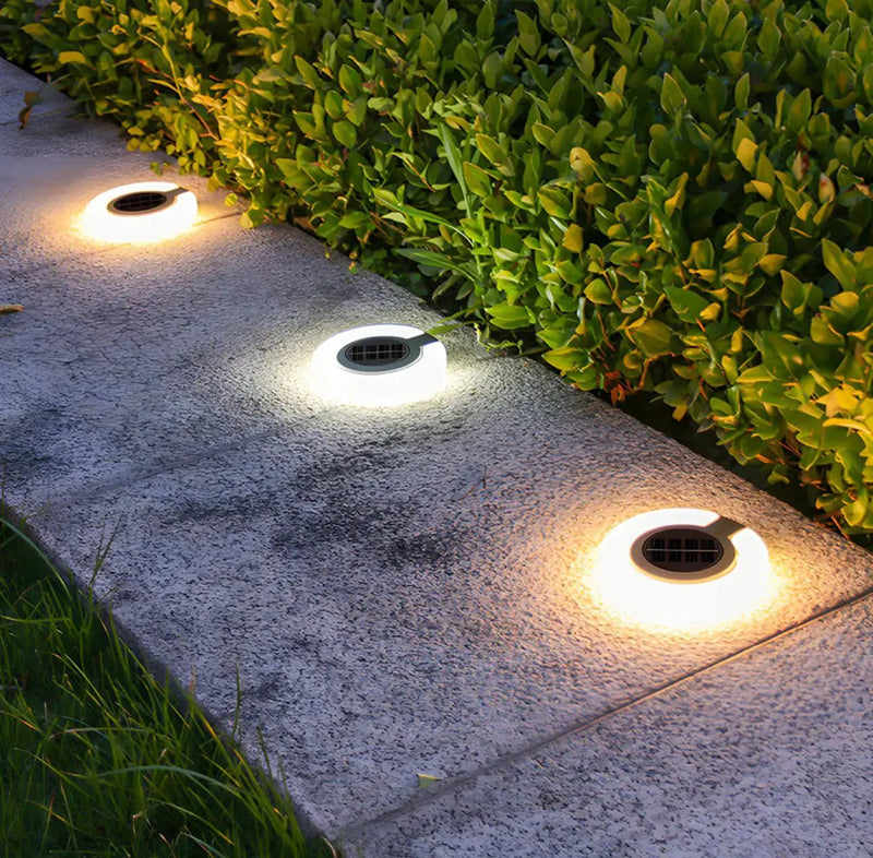 4 Pack Round Outdoor Ground Lights Adjustable Disk Solar Pathway Lamp by Outdoor Solar Outlet