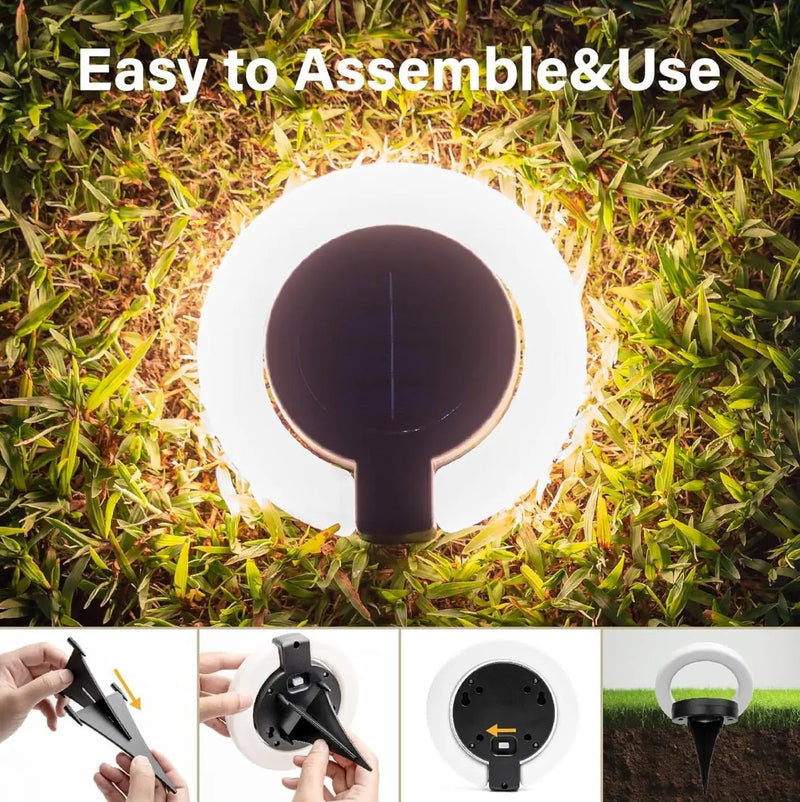 4 Pack Round Outdoor Ground Lights Adjustable Disk Solar Pathway Lamp by Outdoor Solar Outlet