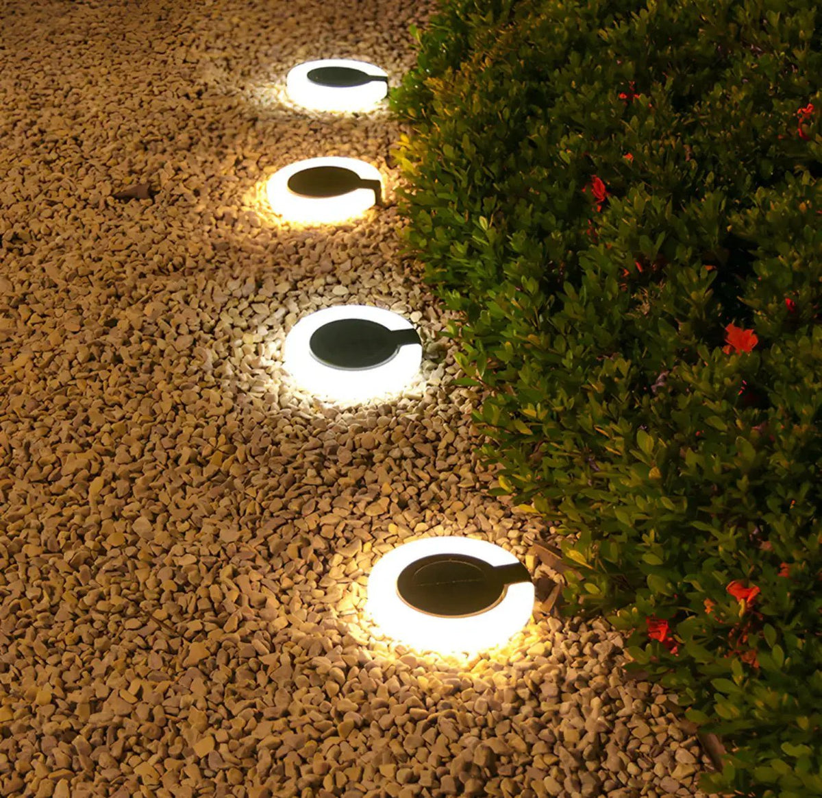 4 Pack Round Outdoor Ground Lights Adjustable Disk Solar Pathway Lamp by Outdoor Solar Outlet