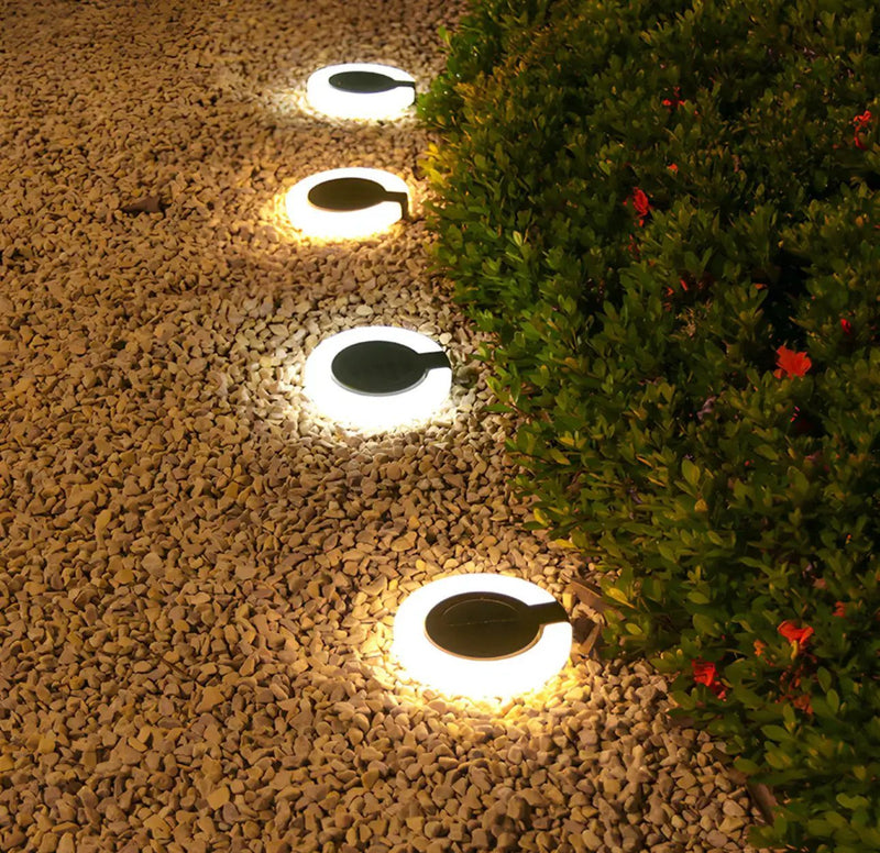 4 Pack Round Outdoor Ground Lights Adjustable Disk Solar Pathway Lamp by Outdoor Solar Outlet