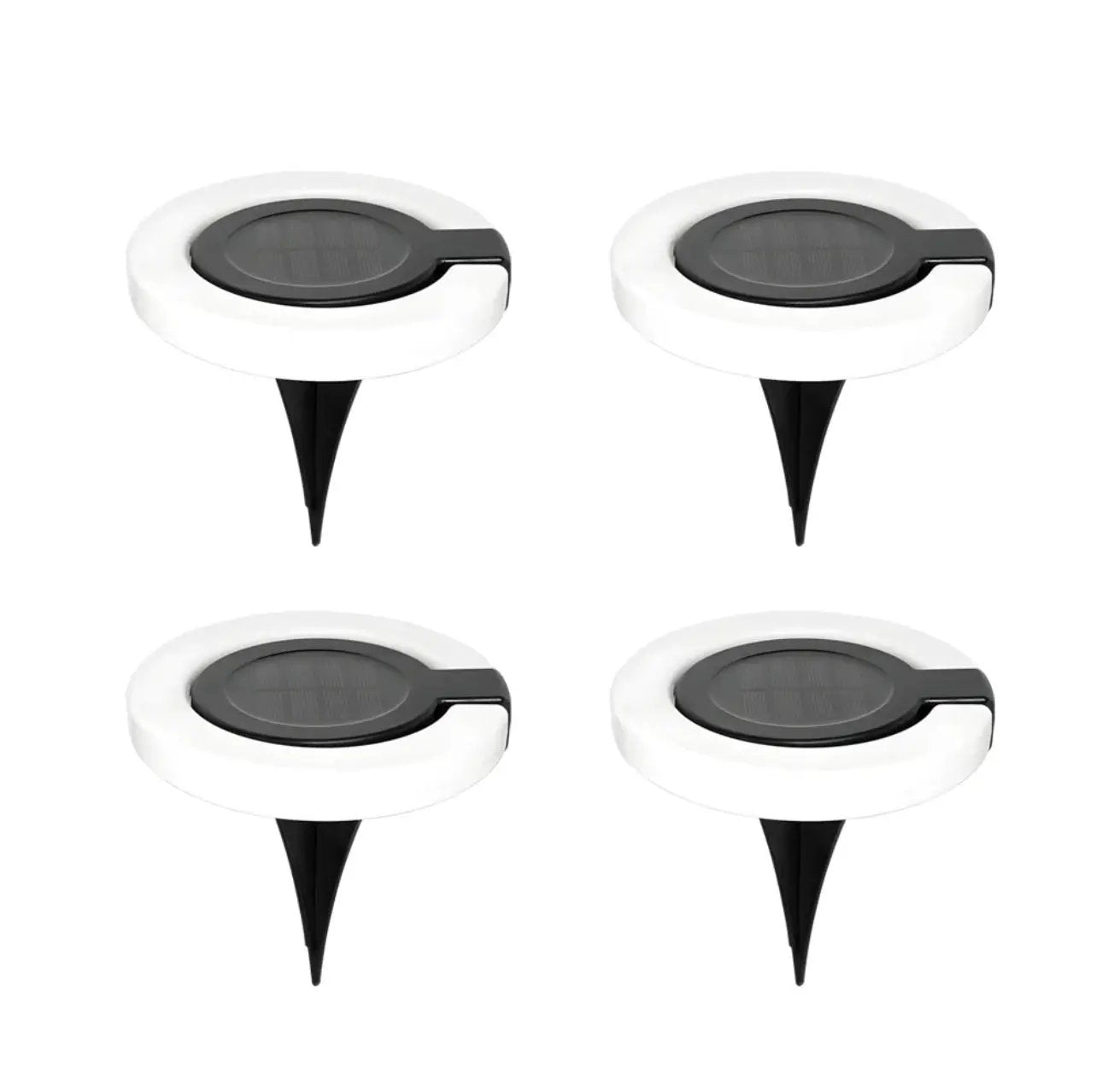 4 Pack Round Outdoor Ground Lights Adjustable Disk Solar Pathway Lamp by Outdoor Solar Outlet
