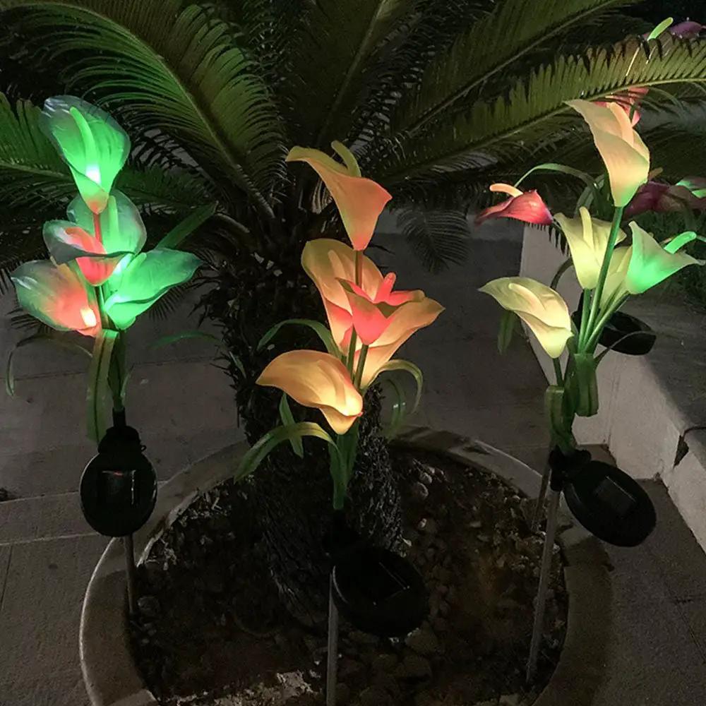 4 Pack Solar Common Calla Lamp Four Color LED by Outdoor Solar Outlet