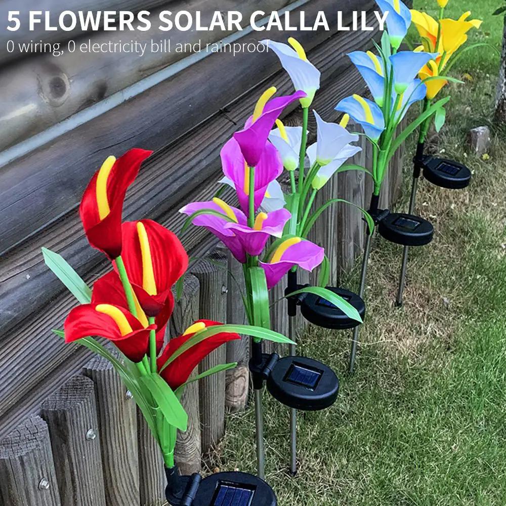 4 Pack Solar Common Calla Lamp Four Color LED by Outdoor Solar Outlet