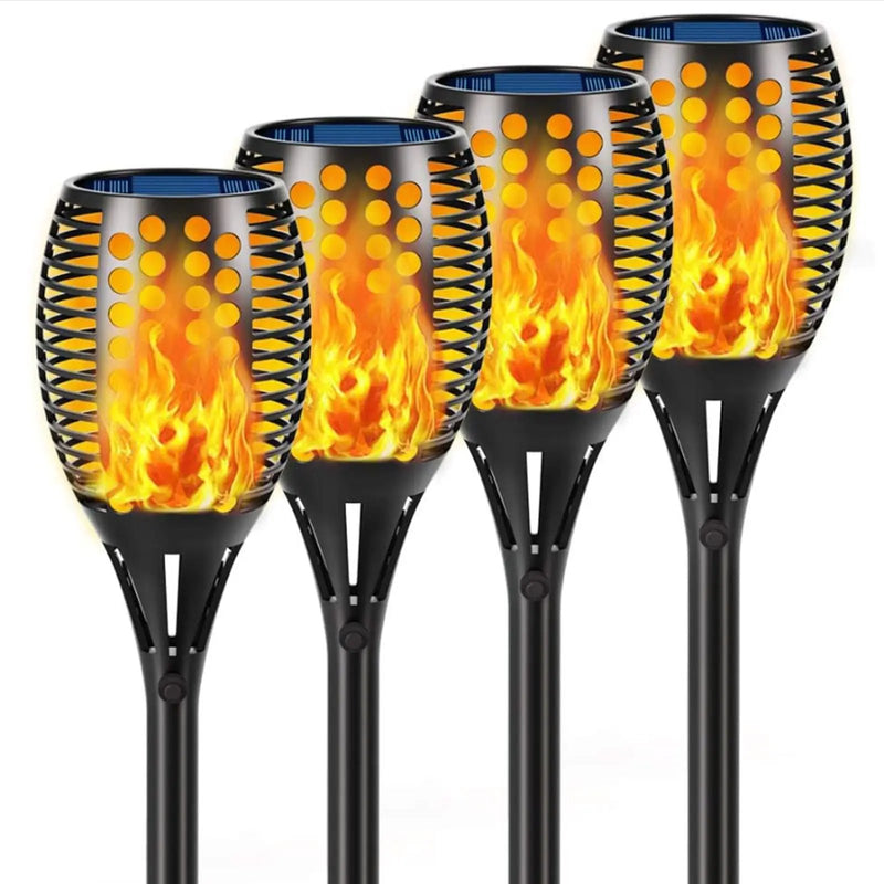 4-Pack Solar Flickering Flames Torch Lights Outdoor Dusk to Dawn Auto On/Off 29 Inch by Outdoor Solar Outlet