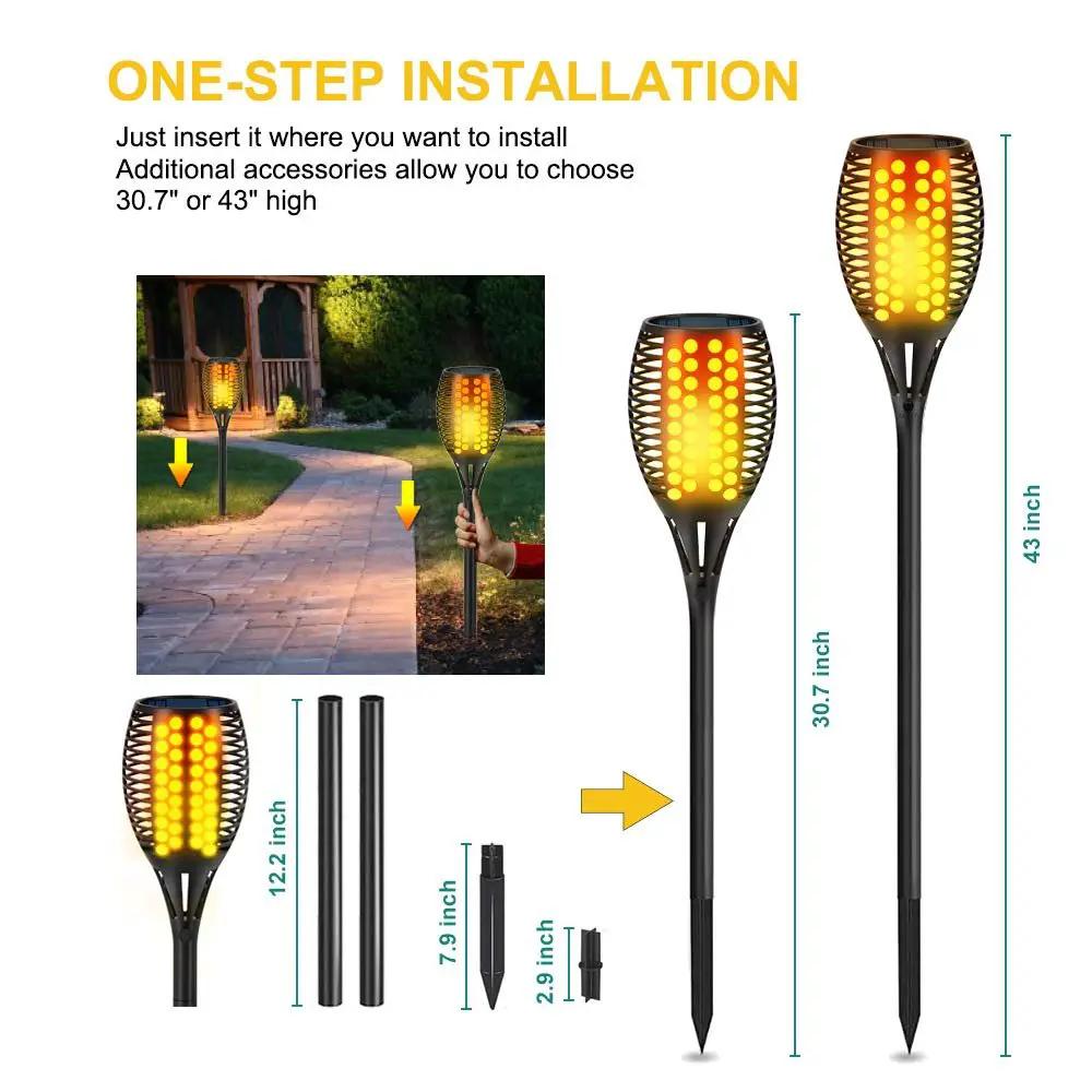 4-Pack Solar Flickering Flames Torch Lights Outdoor Dusk to Dawn Auto On/Off 29 Inch by Outdoor Solar Outlet