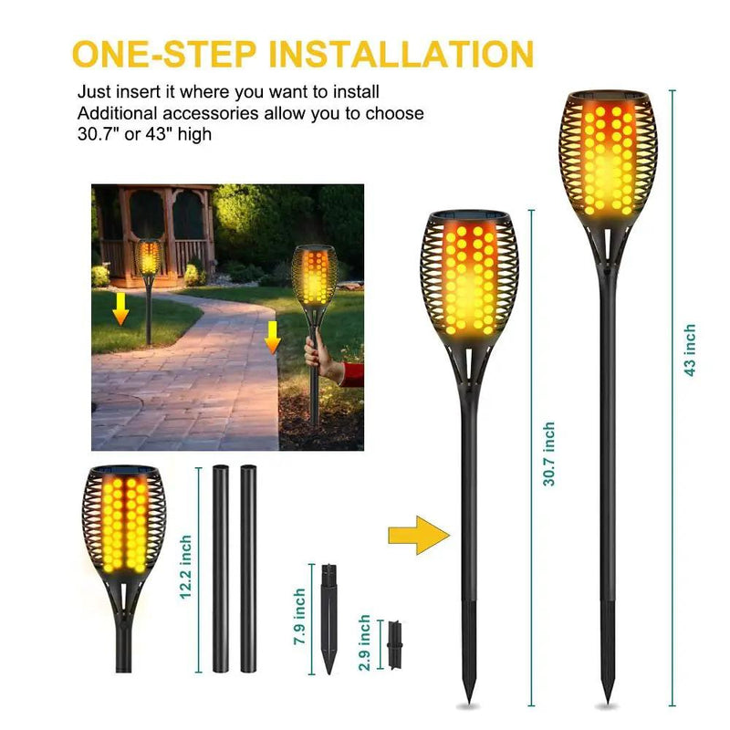 4-Pack Solar Flickering Flames Torch Lights Outdoor Dusk to Dawn Auto On/Off 29 Inch by Outdoor Solar Outlet