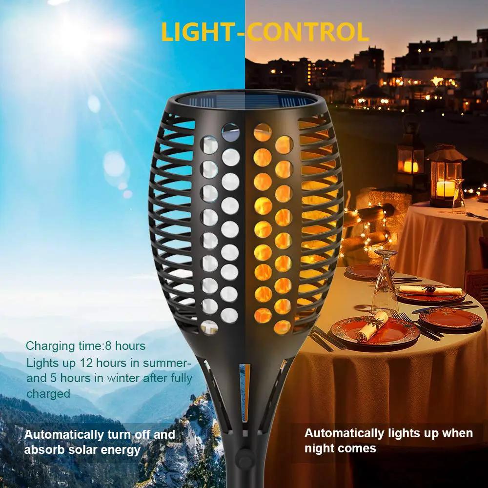4-Pack Solar Flickering Flames Torch Lights Outdoor Dusk to Dawn Auto On/Off 29 Inch by Outdoor Solar Outlet