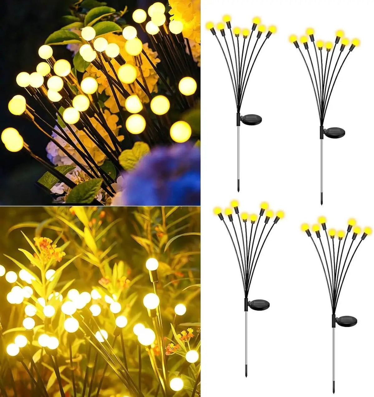 4 Pack Solar Powered Light FireFly Upgraded 8 LED-Warm White by Outdoor Solar Outlet