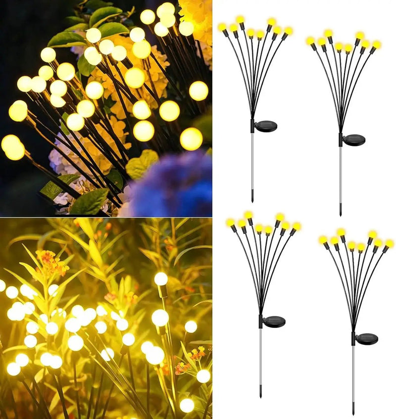 4 Pack Solar Powered Light FireFly Upgraded 8 LED-Warm White by Outdoor Solar Outlet