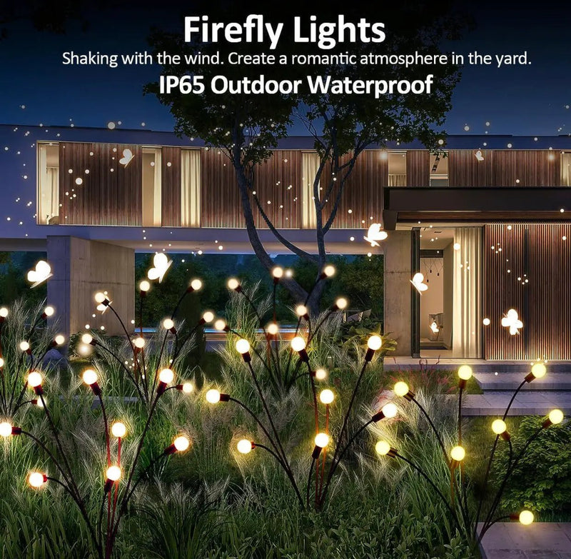 4 Pack Solar Powered Light FireFly Upgraded 8 LED-Warm White by Outdoor Solar Outlet
