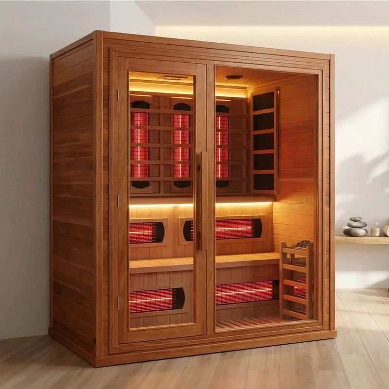Rövia Elvaria 4-Person Indoor Canadian Red Cedar Infrared And Steam Sauna With 6KW Harvia Heater [Made-To-Order] (SAK93528) by SAKSBY WHOLESALE