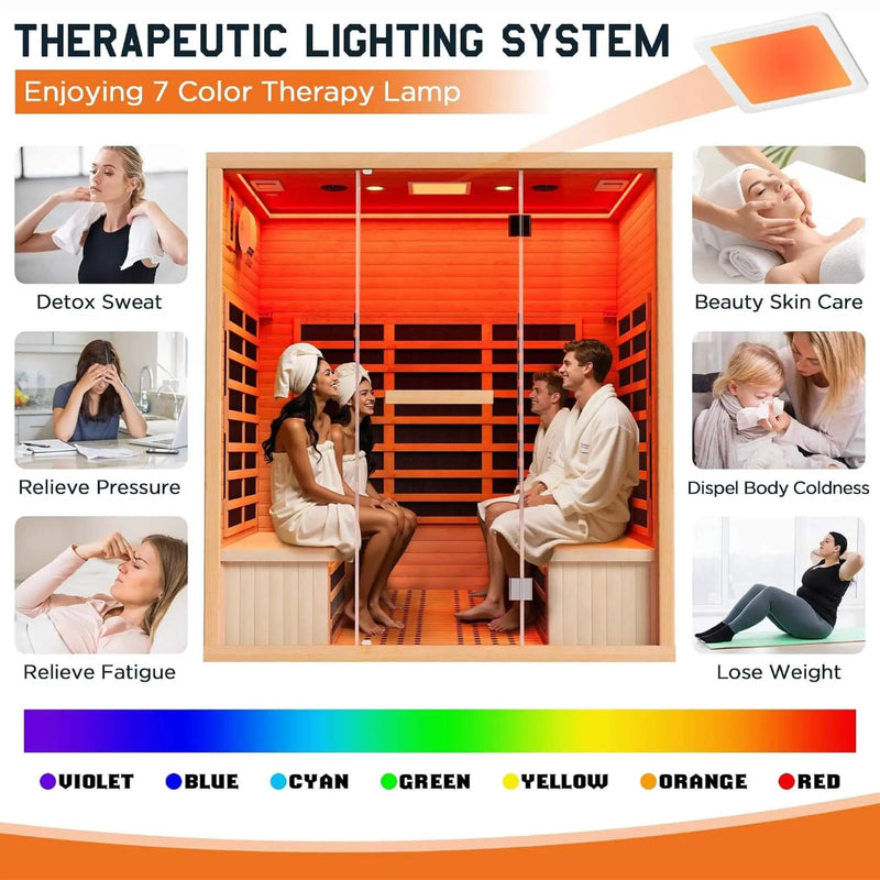 Thermora Seville 4-Person Low EMF Canadian Hemlock Infrared Sauna With Bluetooth (SAK29571) by SAKSBY WHOLESALE