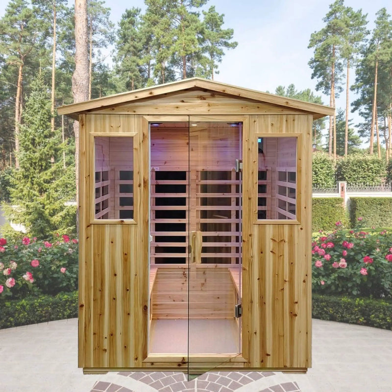 Thermora Deluxe 4-Person Outdoor Infrared Hemlock Sauna With Bluetooth Speakers & LED Lighting (SAK96371) by SAKSBY WHOLESALE