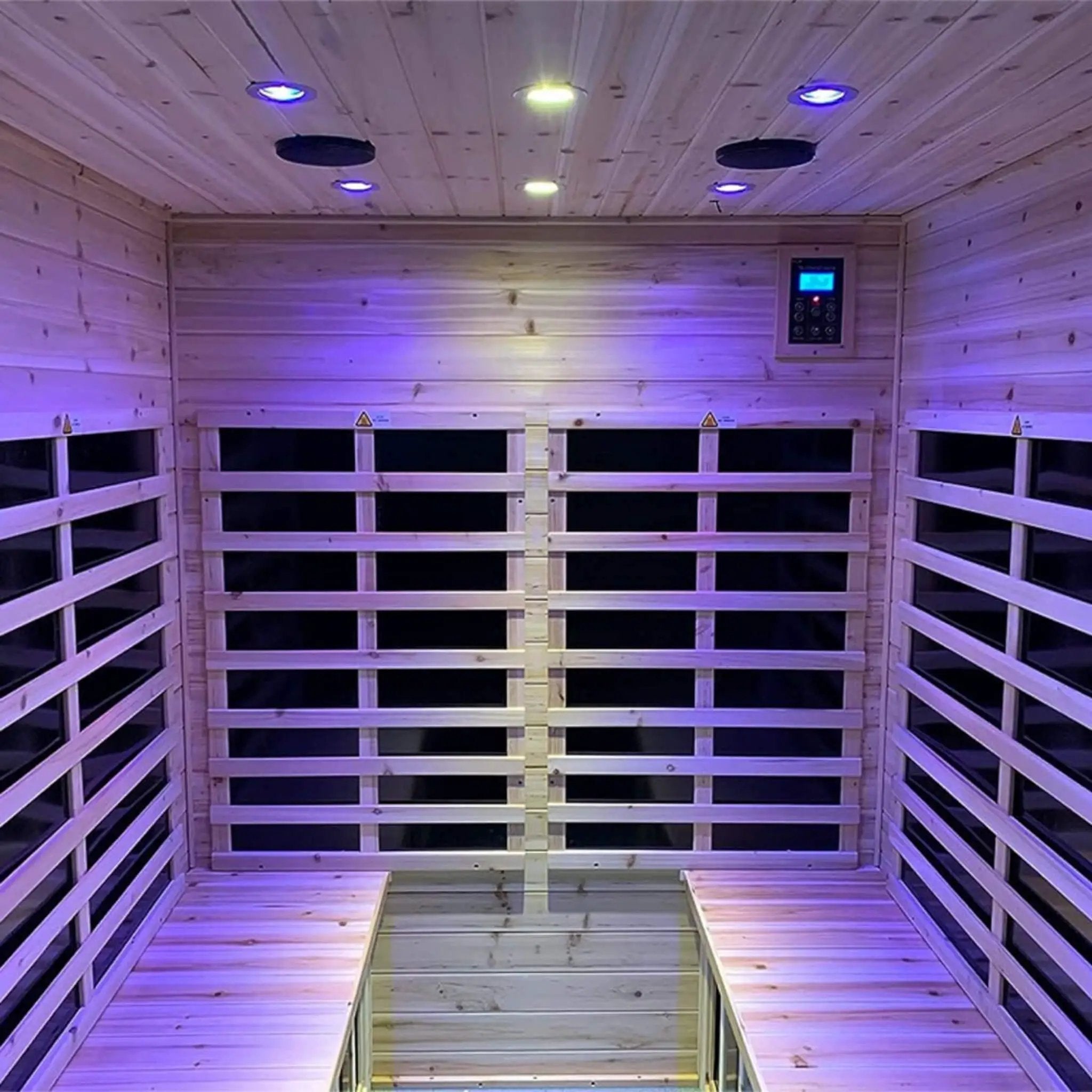 Thermora Deluxe 4-Person Outdoor Infrared Hemlock Sauna With Bluetooth Speakers & LED Lighting (SAK96371) by SAKSBY WHOLESALE