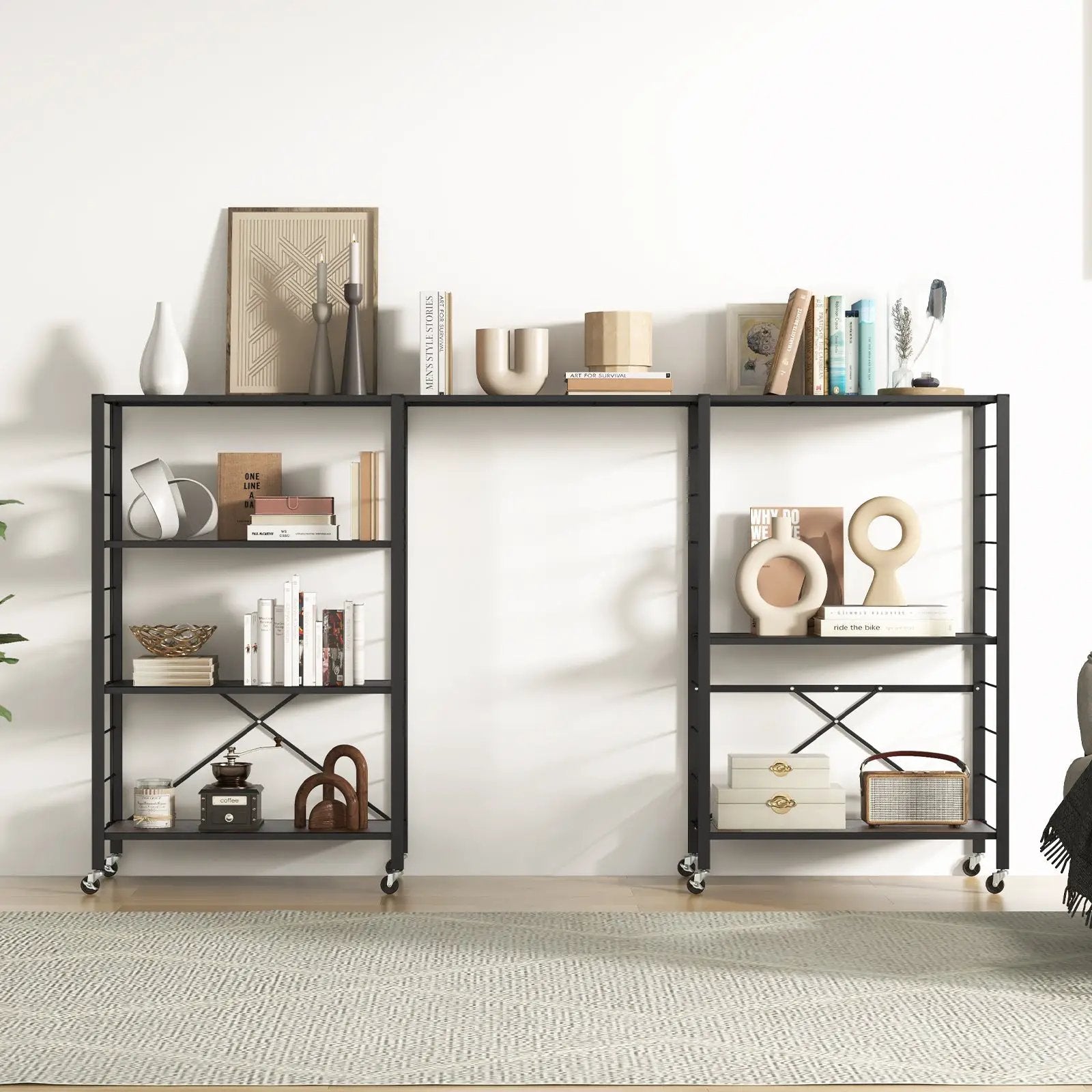 4-Tier Foldable Storage Rack with Wheels - 180 lbs Capacity by DirectDeals
