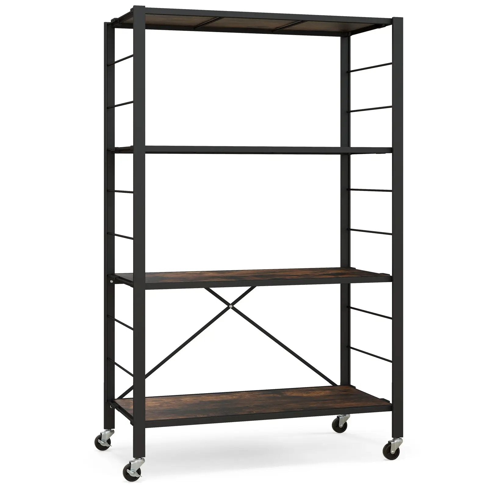 4-Tier Foldable Storage Rack with Wheels - 180 lbs Capacity by DirectDeals