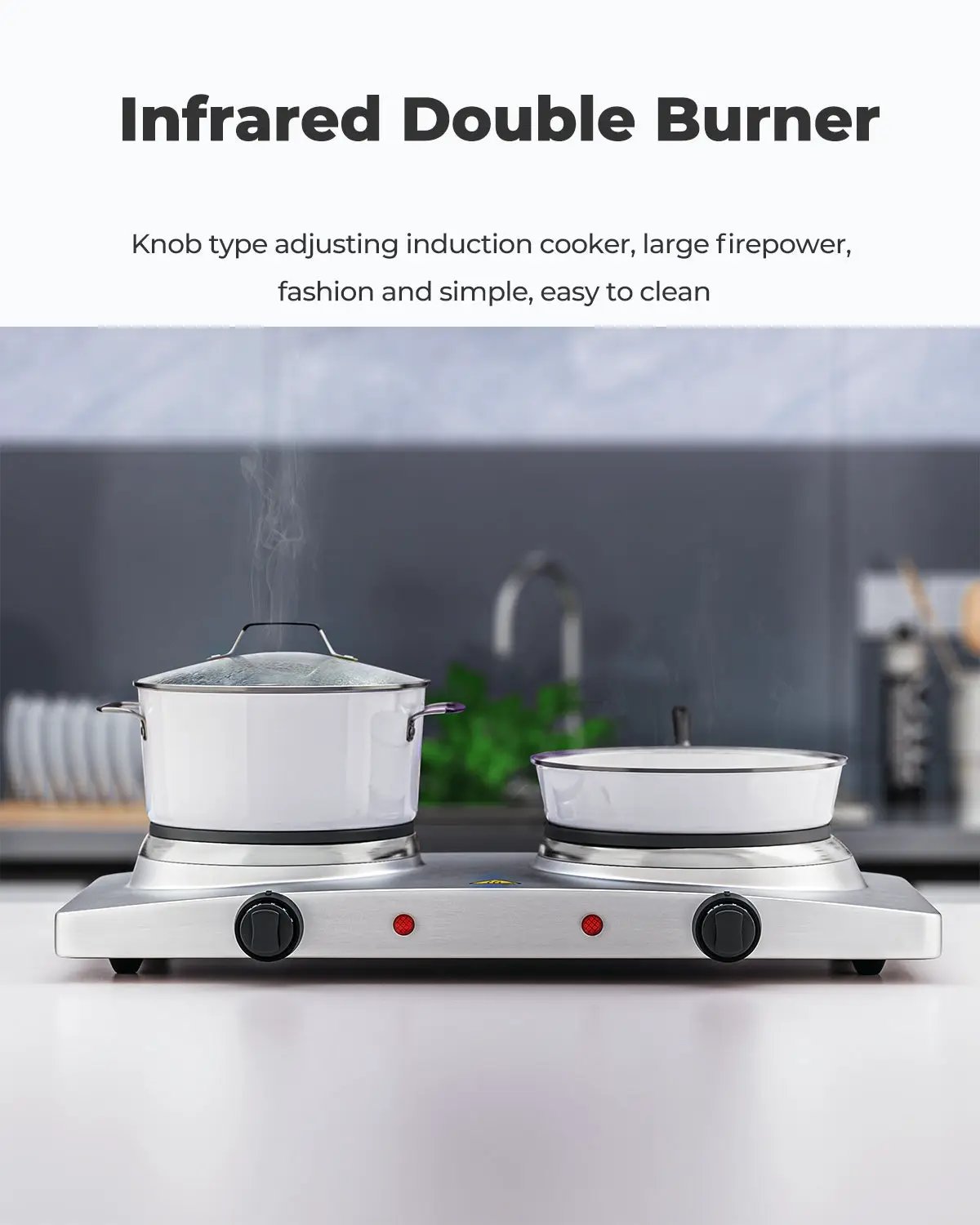 1800W Double Hot Plate Electric Countertop Burner by DirectDeals