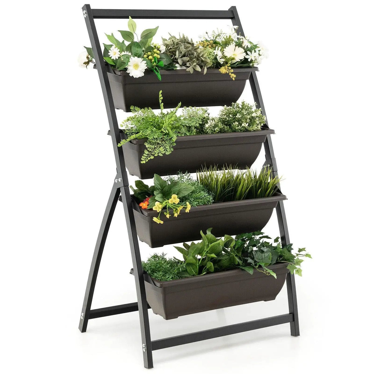 4-Tier Vertical Raised Garden Bed with 4 Containers and Drainage Holes by DirectDeals