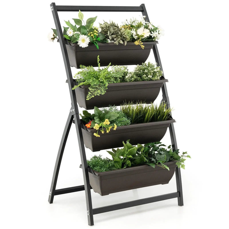 4-Tier Vertical Raised Garden Bed with 4 Containers and Drainage Holes by DirectDeals
