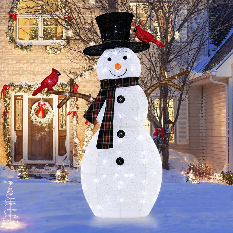 4.2 Feet Lighted Snowman and Redbirds Christmas Decoration by DirectDeals