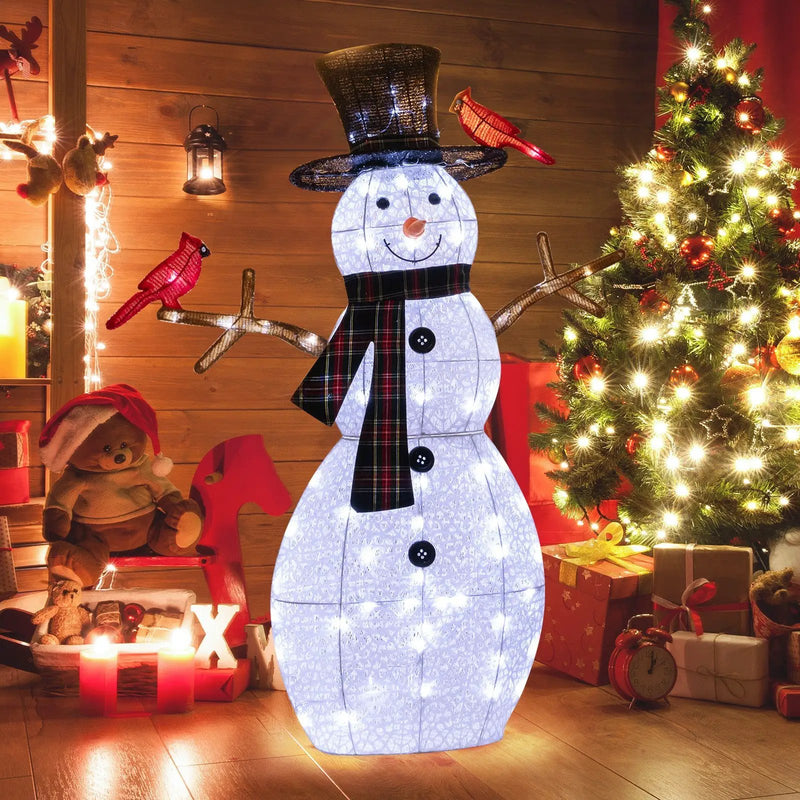 4.2 Feet Lighted Snowman and Redbirds Christmas Decoration by DirectDeals