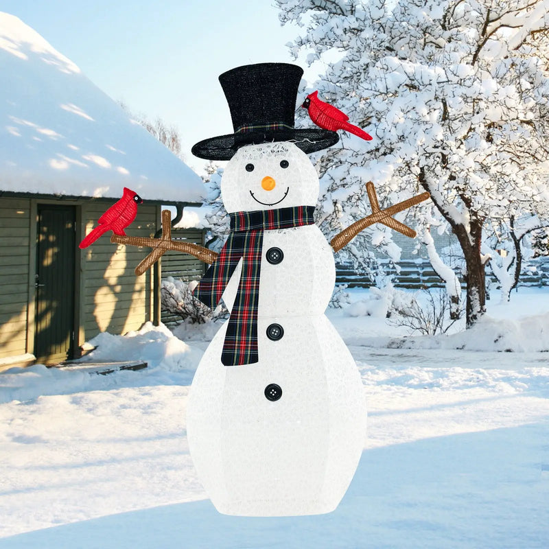 4.2 Feet Lighted Snowman and Redbirds Christmas Decoration by DirectDeals