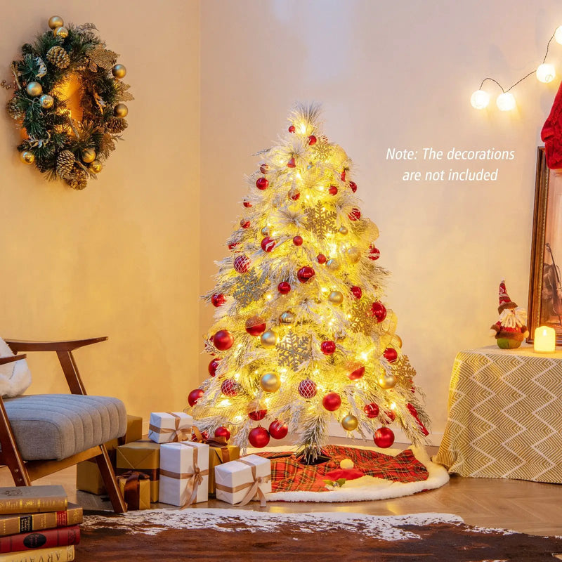 4.5/6/7 Feet Pre-Lit Snow Flocked Christmas Tree with Warm White LED Lights by DirectDeals