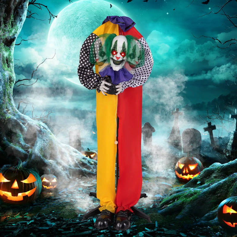 4.5FT Grins Animatronic Clown with Pre-Recorded Phrases and LED Eyes by DirectDeals