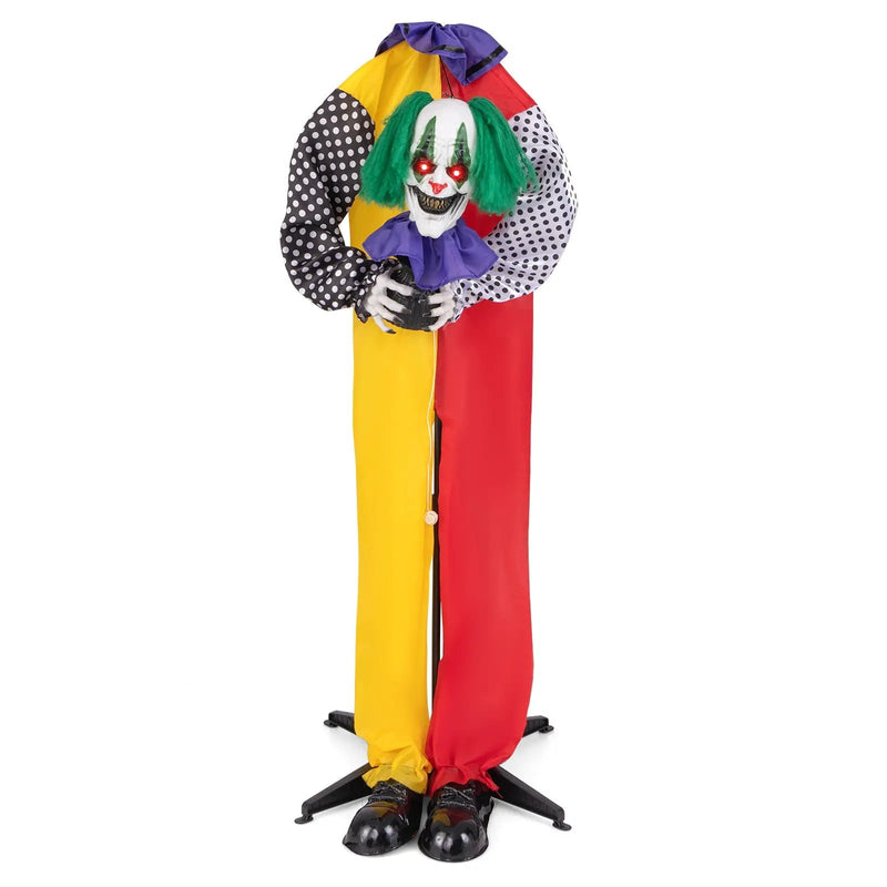 4.5FT Grins Animatronic Clown with Pre-Recorded Phrases and LED Eyes by DirectDeals