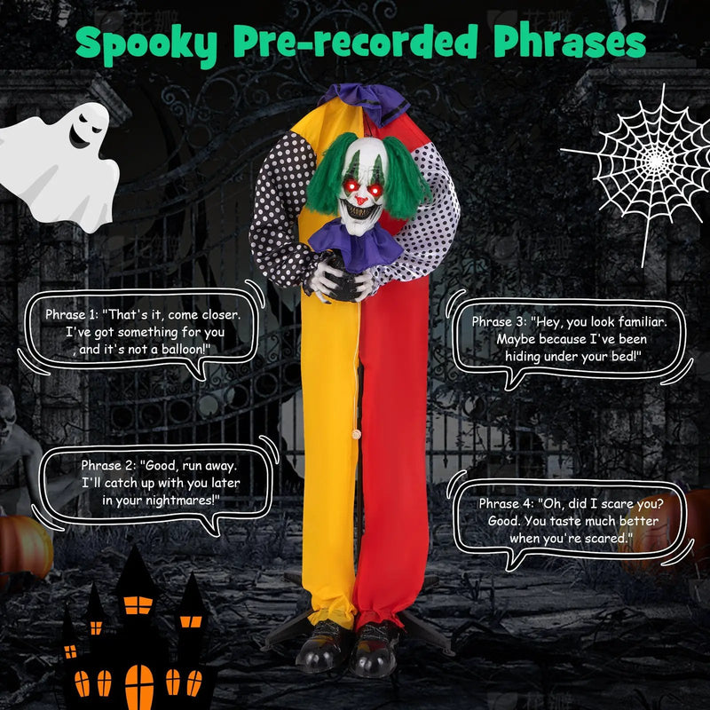4.5FT Grins Animatronic Clown with Pre-Recorded Phrases and LED Eyes by DirectDeals
