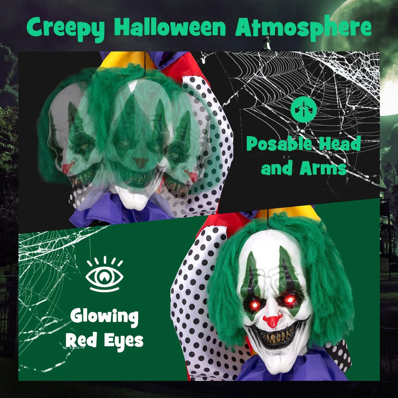 4.5FT Grins Animatronic Clown with Pre-Recorded Phrases and LED Eyes by DirectDeals