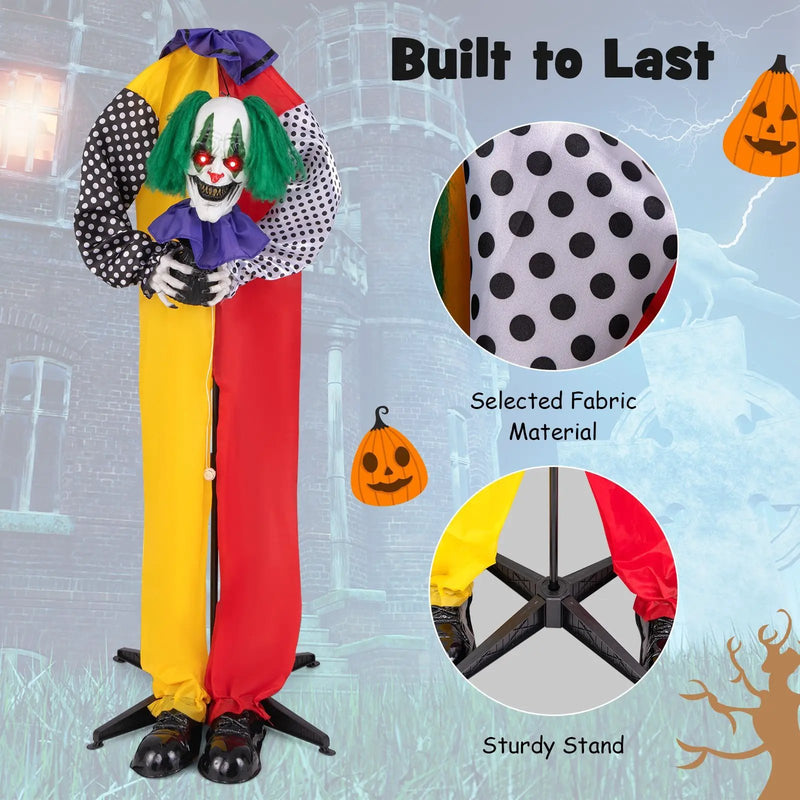 4.5FT Grins Animatronic Clown with Pre-Recorded Phrases and LED Eyes by DirectDeals