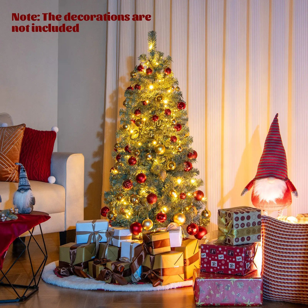 Pre-Lit Blue Artificial Christmas Tree Slim with 9 Lighting Modes by DirectDeals