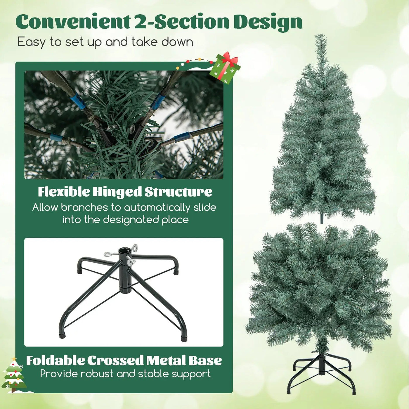 Pre-Lit Blue Artificial Christmas Tree Slim with 9 Lighting Modes by DirectDeals