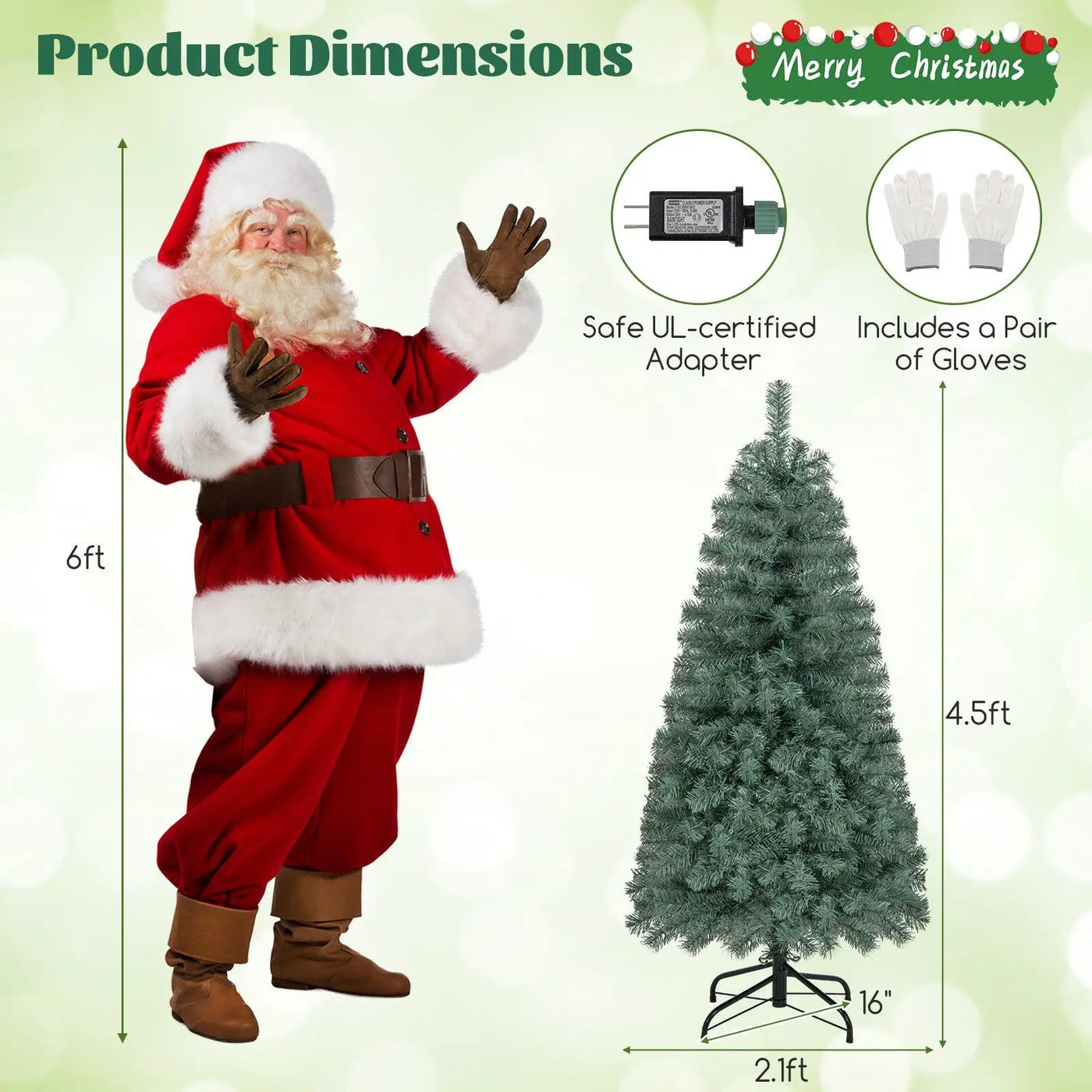 Pre-Lit Blue Artificial Christmas Tree Slim with 9 Lighting Modes by DirectDeals