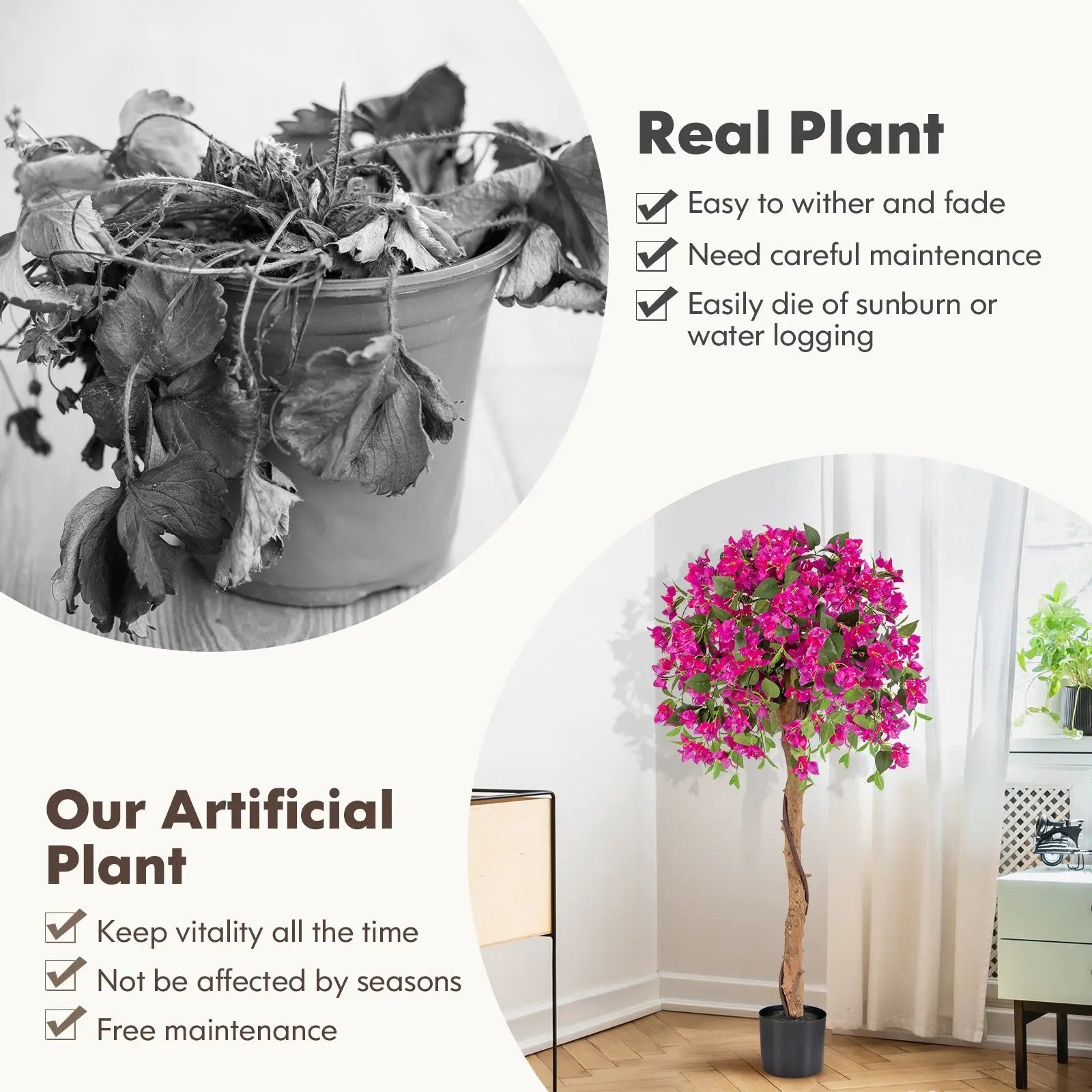 4.5 Feet Artificial Azalea Tree with Cement Pot by DirectDeals