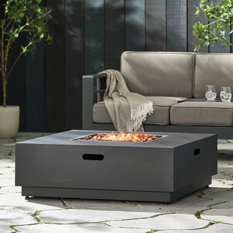 Alora 40-Inch 50K BTU Modern Outdoor Square Iron Backyard Patio Fire Pit (SAK31635) by SAKSBY WHOLESALE