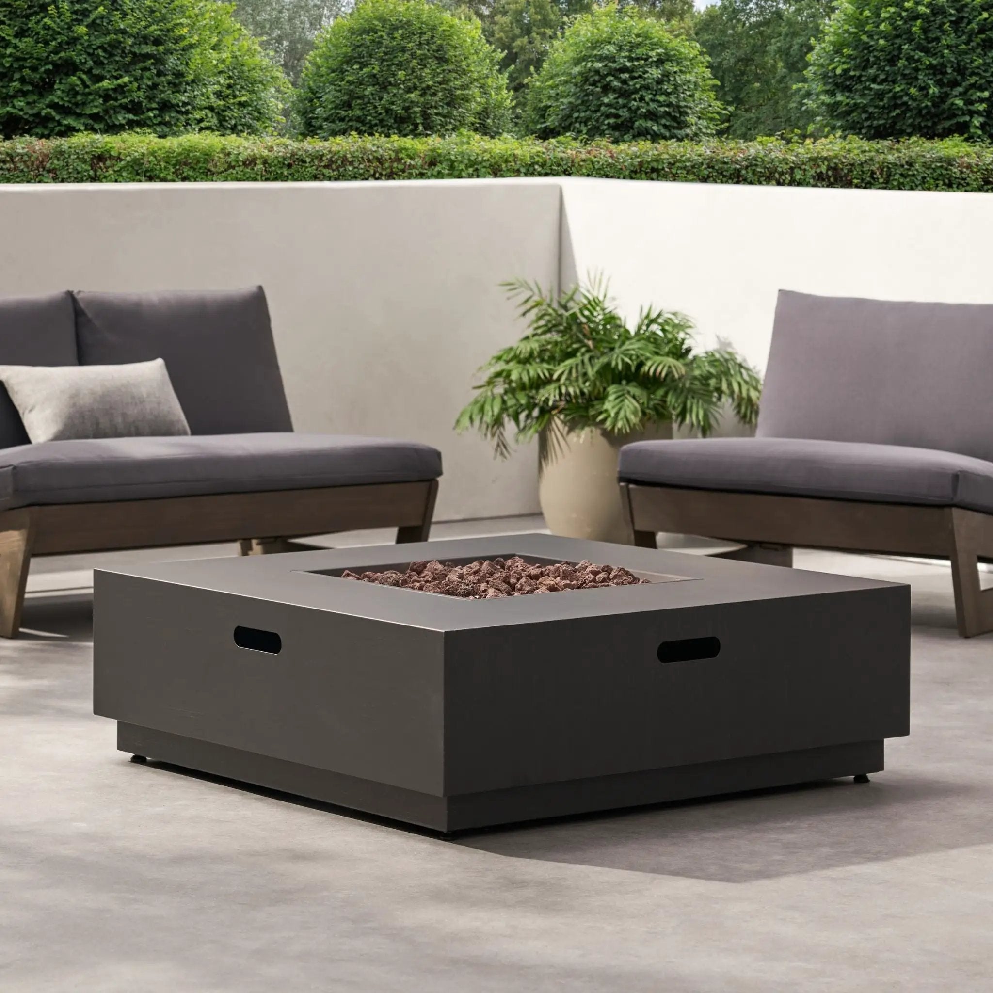 Alora 40-Inch 50K BTU Modern Outdoor Square Iron Backyard Patio Fire Pit (SAK31635) by SAKSBY WHOLESALE