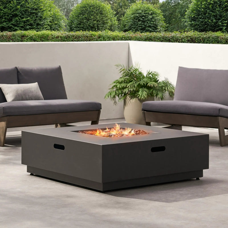 Alora 40-Inch 50K BTU Modern Outdoor Square Iron Backyard Patio Fire Pit (SAK31635) by SAKSBY WHOLESALE