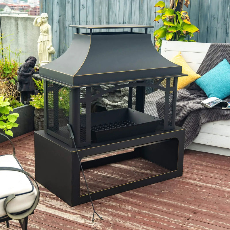Alora 40-Inch Outdoor Steel Wood-Burning Backyard Fireplace Fire Pit (SAK45758) by SAKSBY WHOLESALE