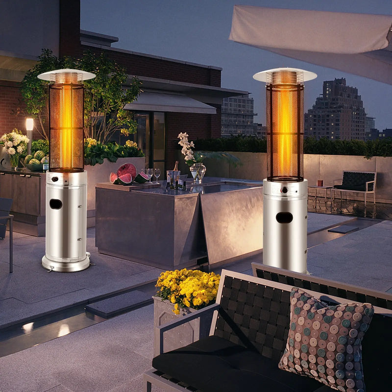 40000 BTU Stainless Steel Round Glass Tube Patio Heaters by DirectDeals