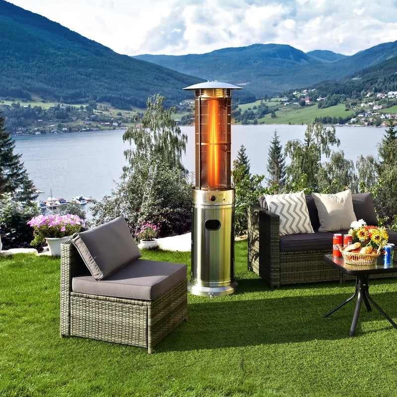 40000 BTU Stainless Steel Round Glass Tube Patio Heaters by DirectDeals