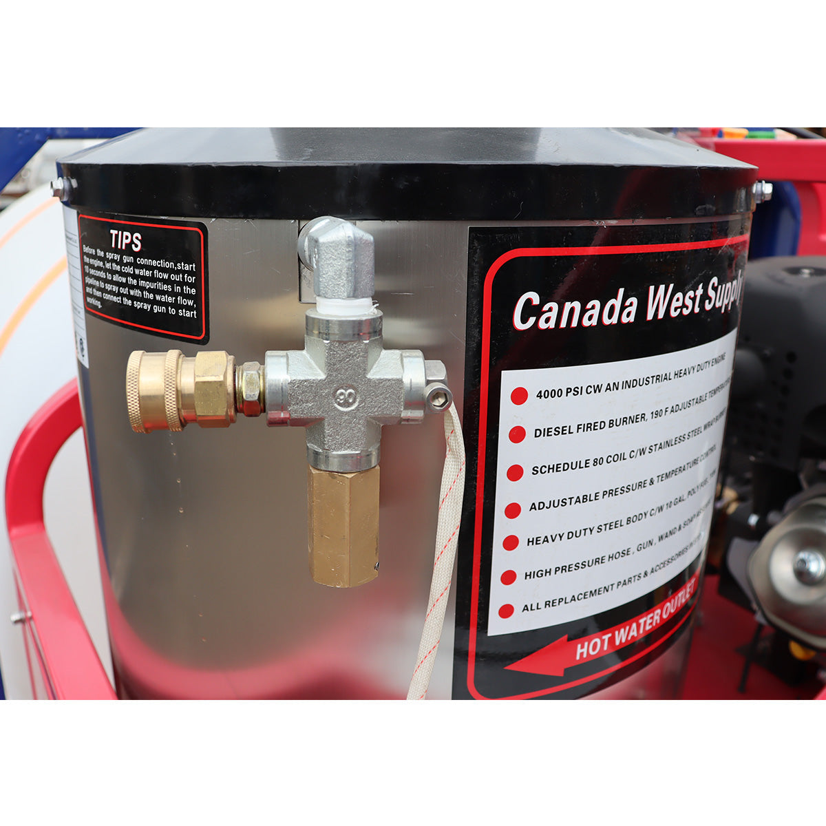 Industrial 4000 PSI Hot Water Pressure Washer with 436 Gal Water Tank by Chery Industrial