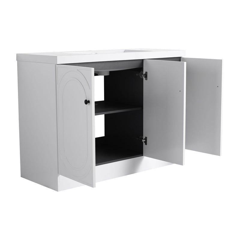 Contemporary Freestanding Bathroom Vanity With Resin Sink & Soft-Close Cabinet Doors by HouseOfZazla