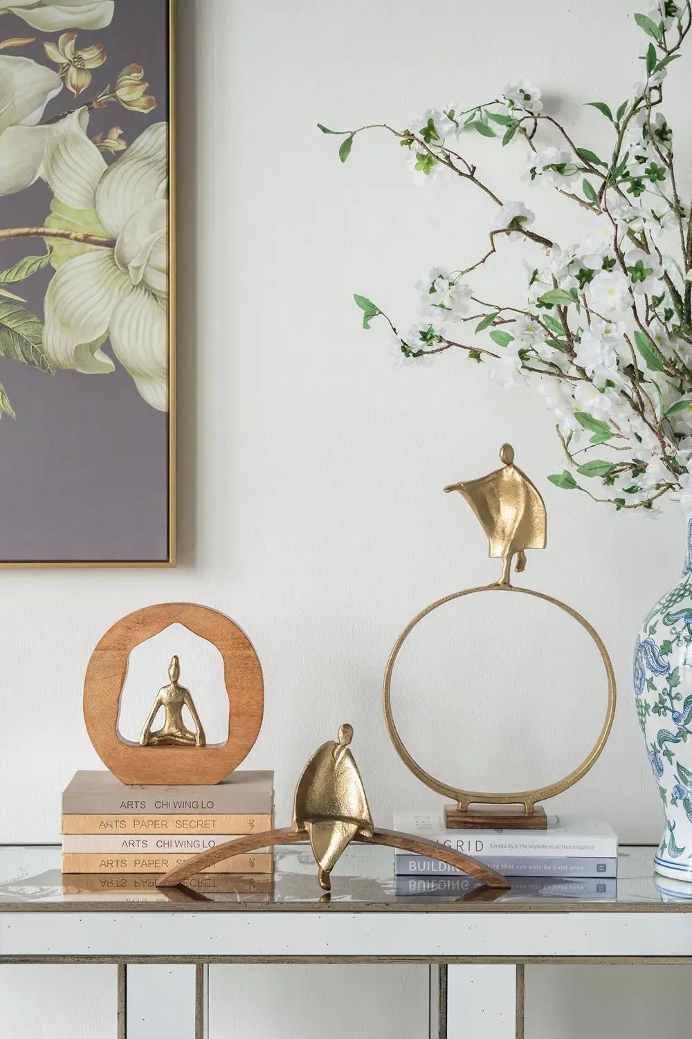Rectangular Console Table With Elegant Floral Design And Mirrored - Silver Multi by Unique Piece Furniture